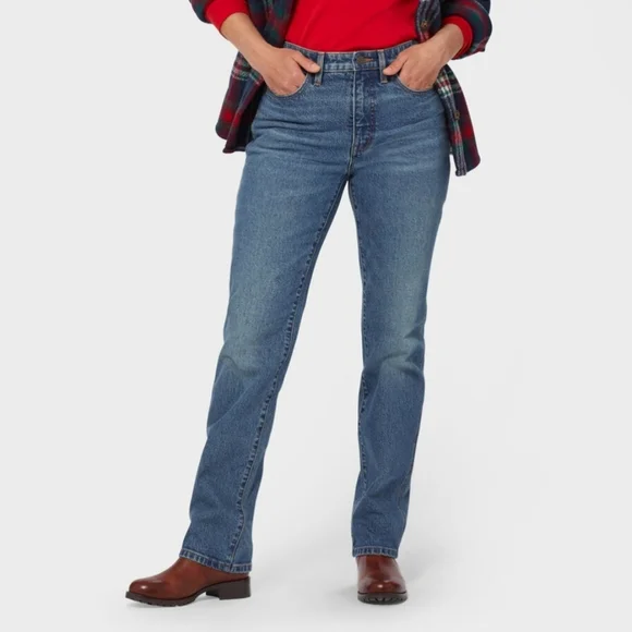 NWT Duluth Trading Co Womens Medium Wash Heritage Hi-Rise Straight Leg Jeans - Picture 2 of 9